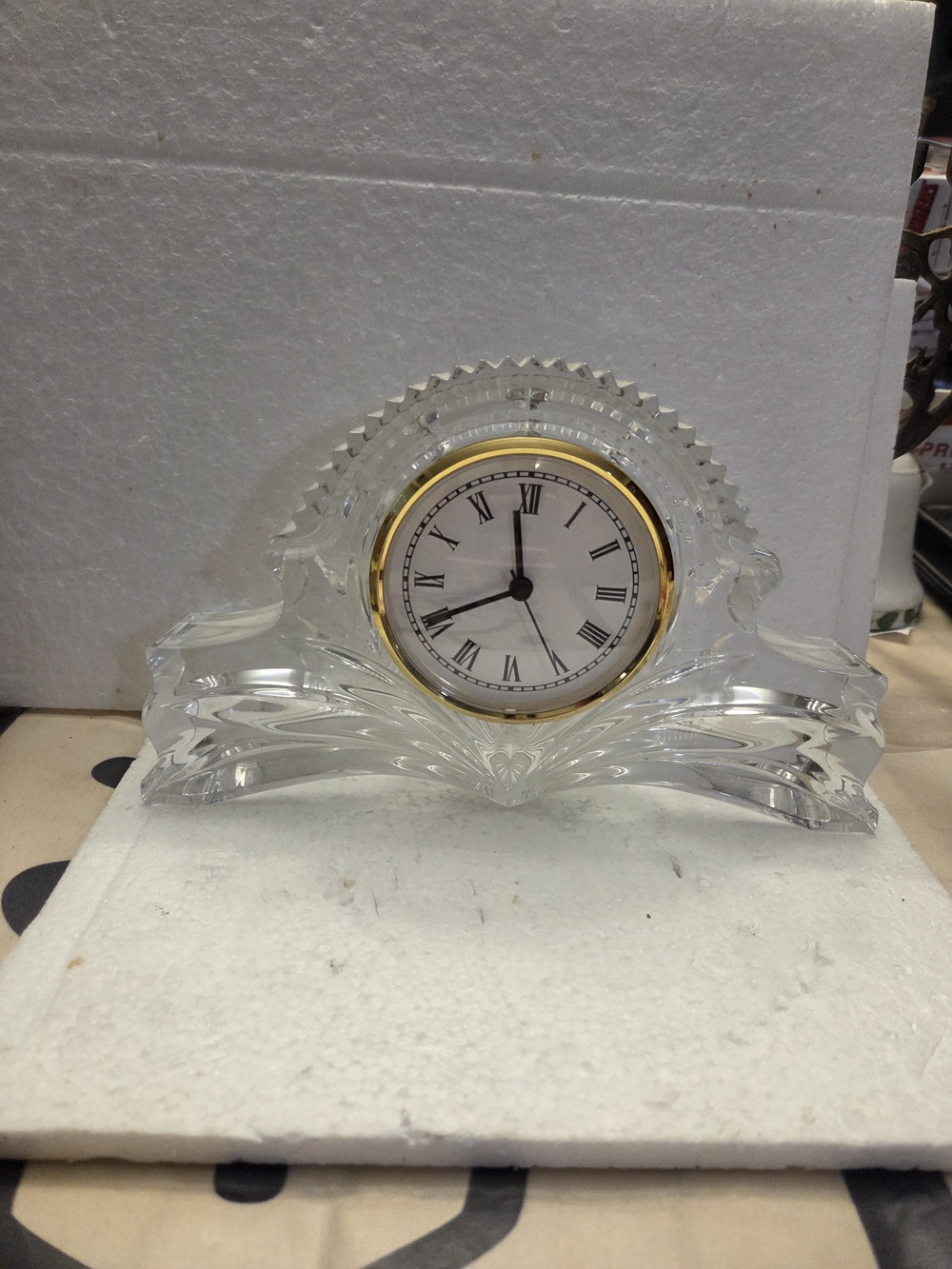 Crystal Mantel Clock with Gold Accent - Clear 6" By 9"